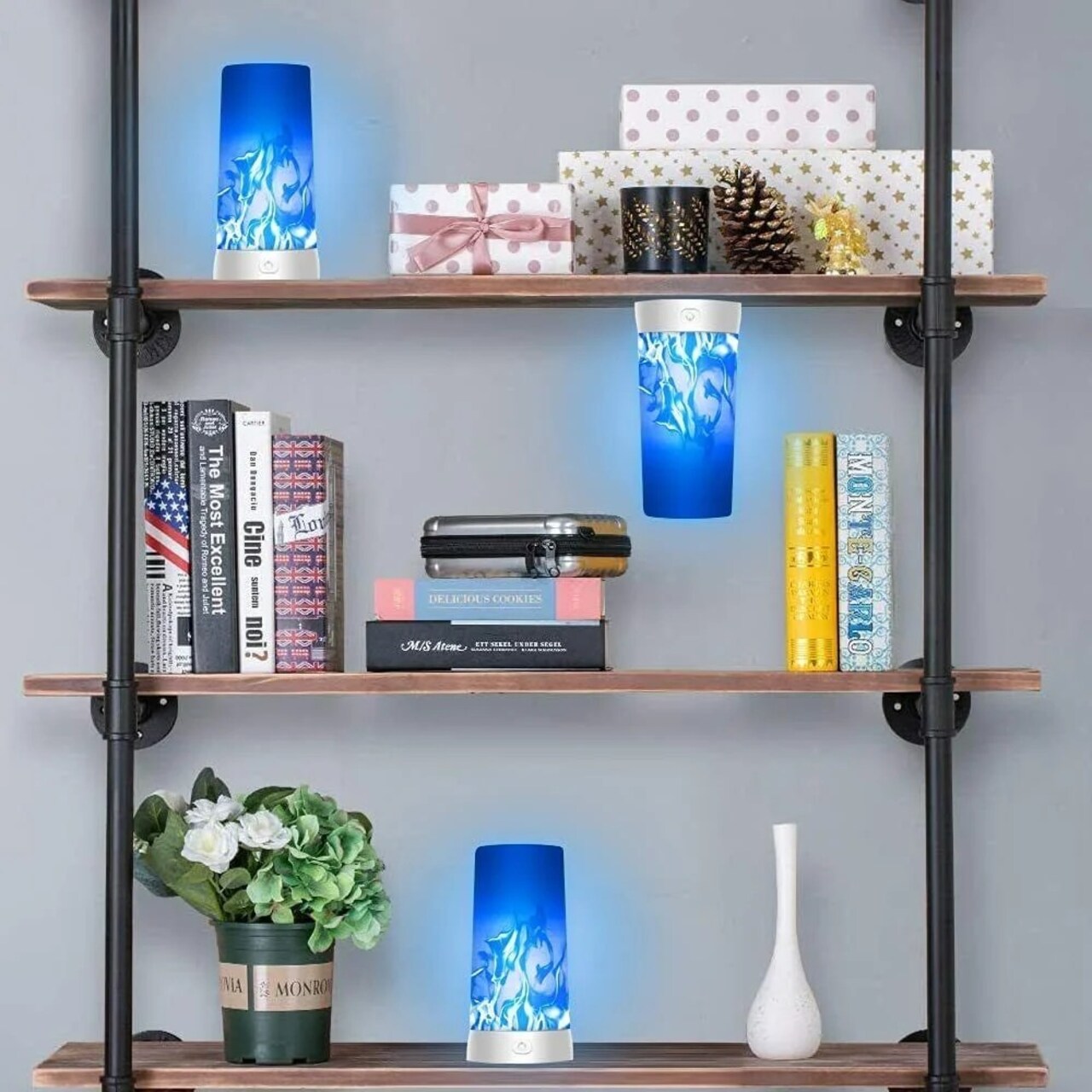 Flame Effect Light Led Fireplace Light USB Rechargeable Flameless Candles Remote